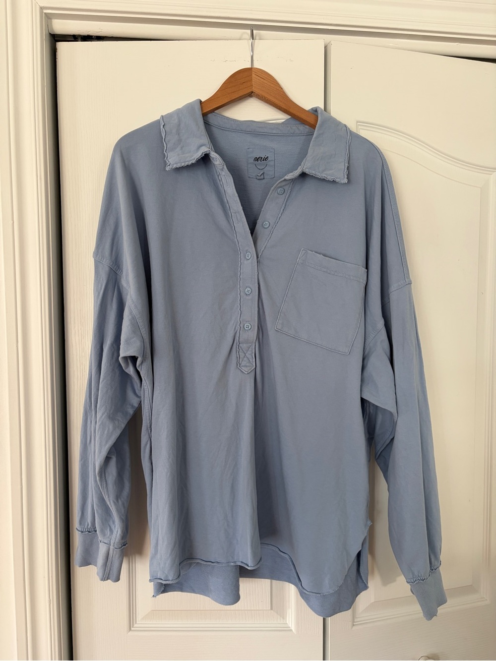 aerie Vintage Popover Polo Sweatshirt Blue Size XL